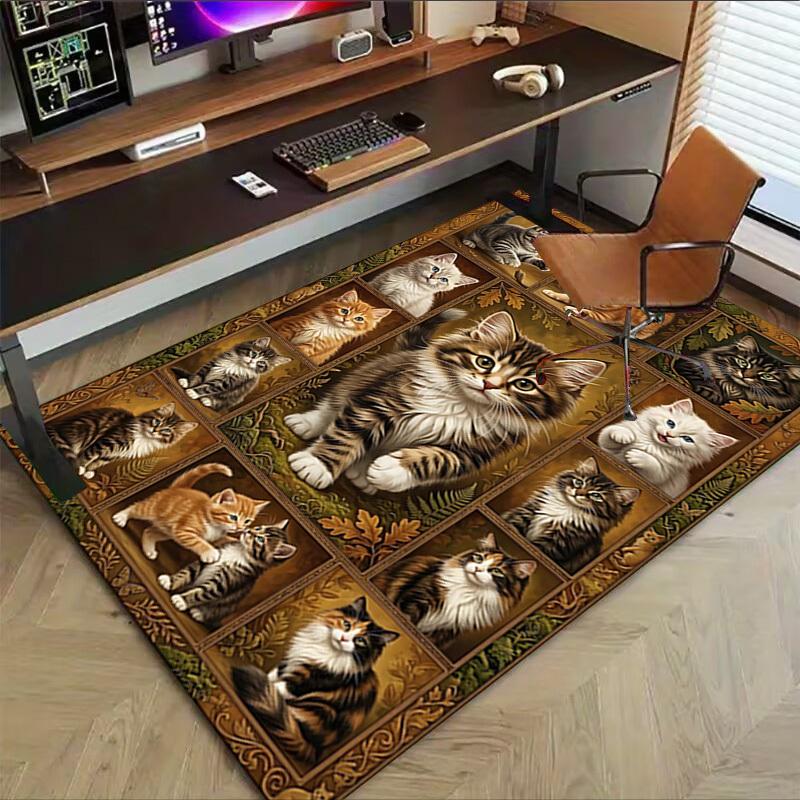 1PC cat quilt Non-Slip Floor carpet, Office, family, bedroom, Studio - Large Area Rug,  Decorative Mat, Longlasting Material-C0435