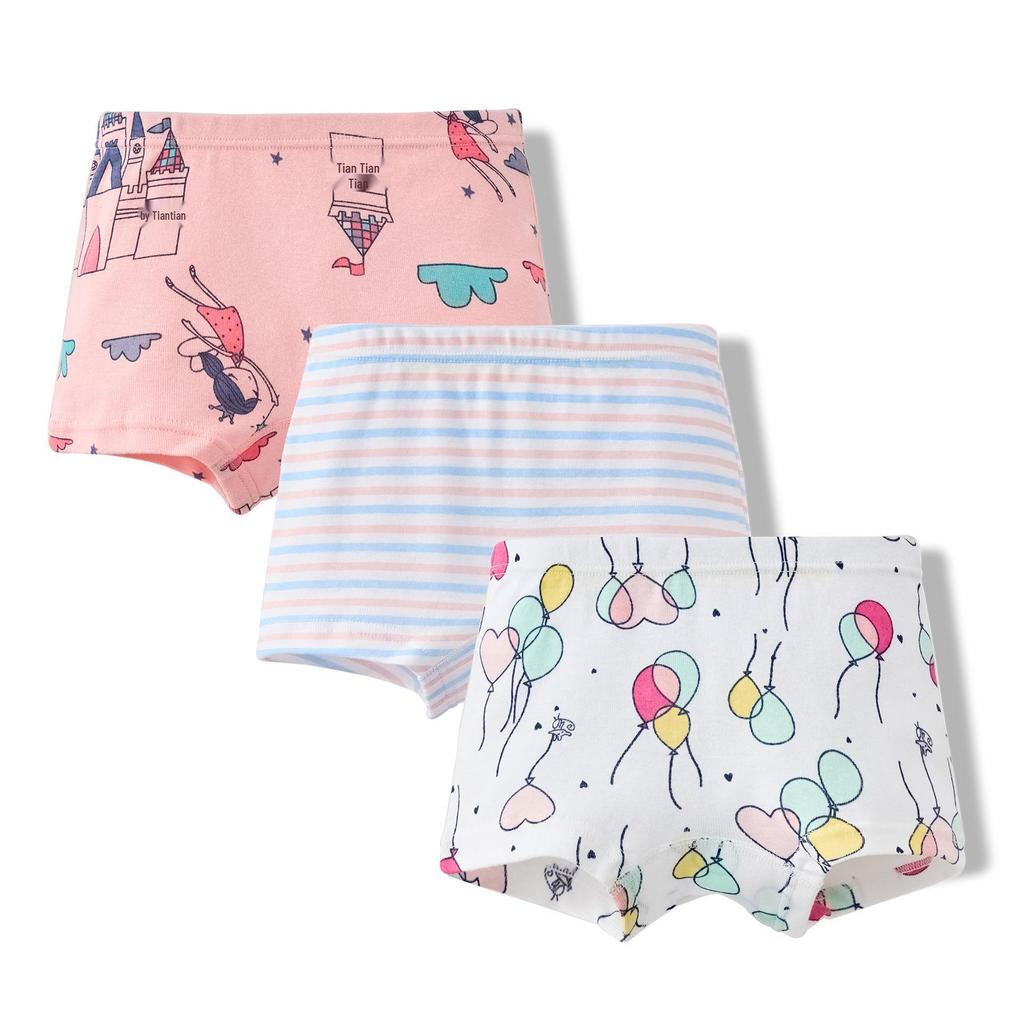 Girls' Pure Cotton Cartoon Boxer Briefs - Breathable School Shorts