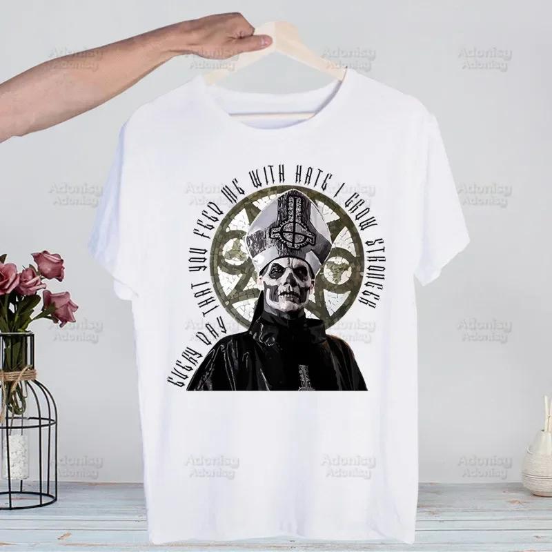 Ghost Band Heavy Metal Music Band Prevalent T Shirts print O-Neck Short Sleeve Regular Mens Heigh Quality Men Hip-Hop t Shirt