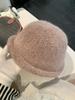 New Year Rabbit Fur Top Hat Women'S Autumn And Winter Cold-Proof Crimped Bucket Hat Warm White Plush Basin Hat