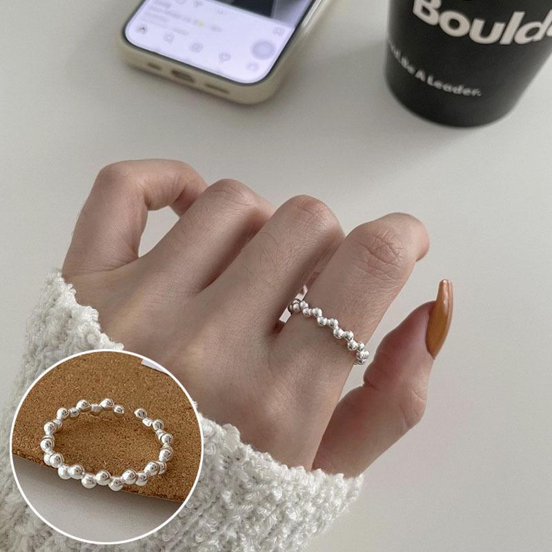 Korean S925 Silver Cross Military Flower Ring: Retro, Adjustable, Fashionable Hip-Hop Index Finger Design for Women.