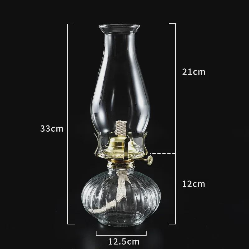 Retro Glass Oil Lamp - Vintage Kerosene Lantern for Nostalgic Decor