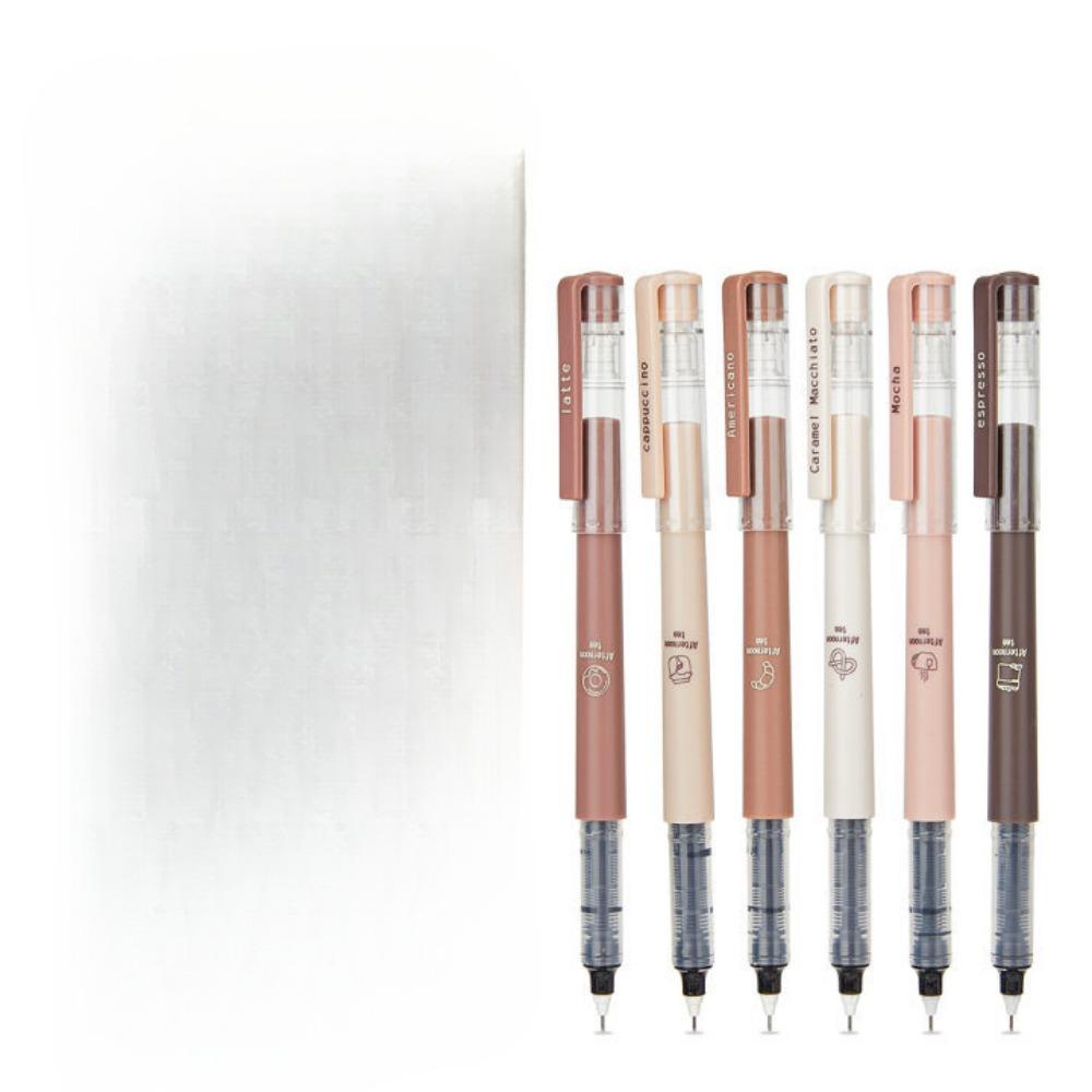 6 ThemenFlüssige Schnelltrocknende Tinte Neutralstift, Wischfester Soft-Touch-Stift zum NotizenmachenZeichnenSchul- und Bürobedarf, Schwarz