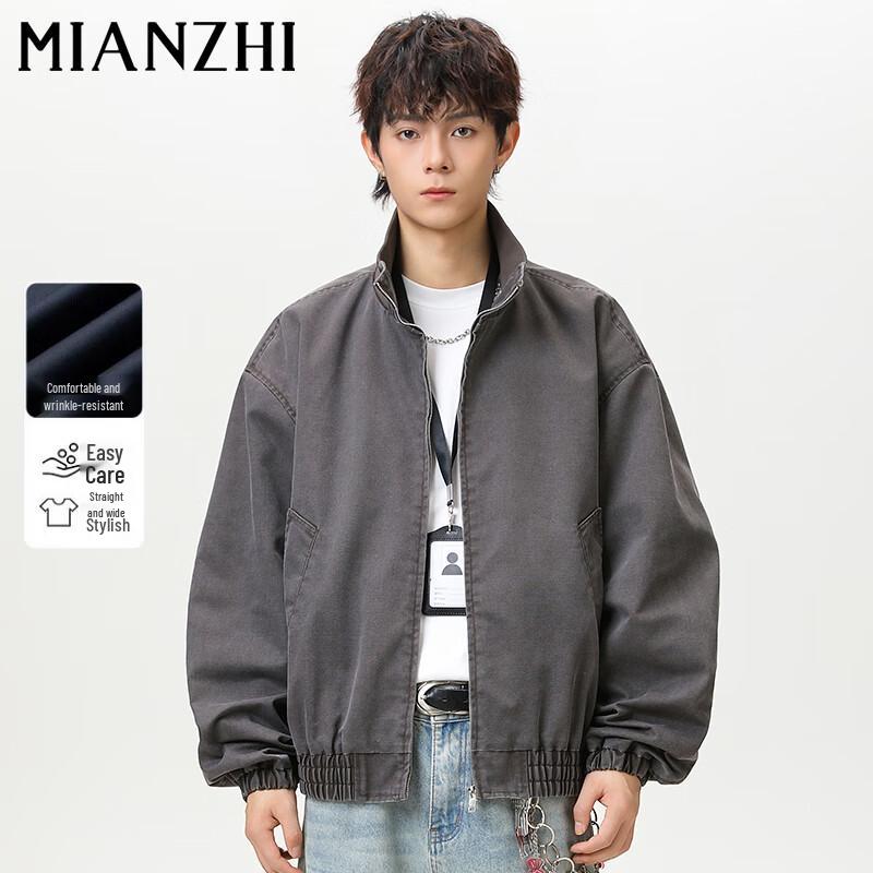 

Men s American Trendy Stand Collar Workwear Jacket 2XL