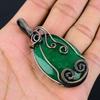 Lab-Created Emerald Gemstone Pure Copper Wire Wrapped Handmade Pendant Jewelry For Gift