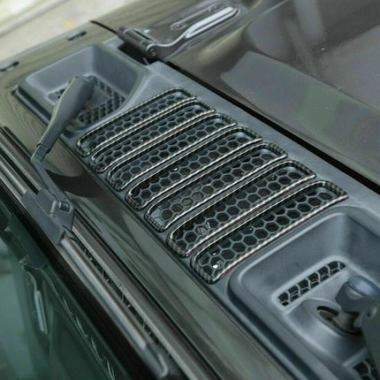 Front Engine Hood Air Vents Trim Cover for 18+ Jeep Wrangler JL JT Carbon Fiber