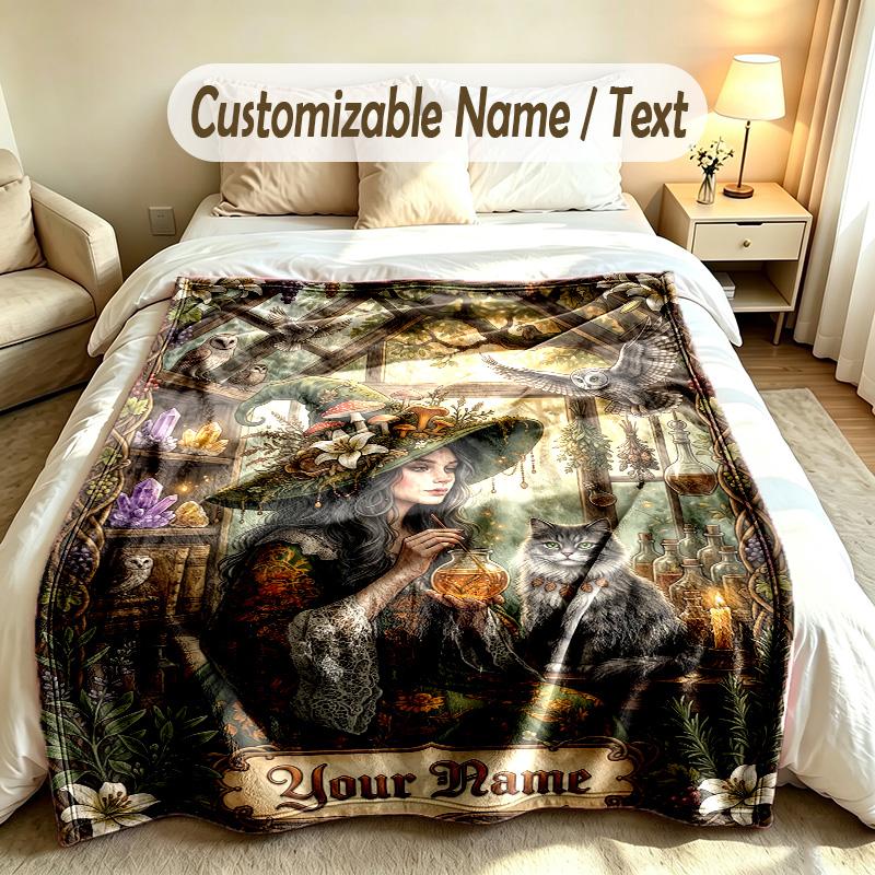 Forest Nature Theme Custom Blanket Personalized Name & Text Customized Soft Warm Throw Blanket Home Decor