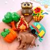 9Pcs Resin Colorful Car Turkeys Owl Grass House Pumpkin Fruit Drink Figurine Flatback Stone Decor DIY Halloween Scrapbook