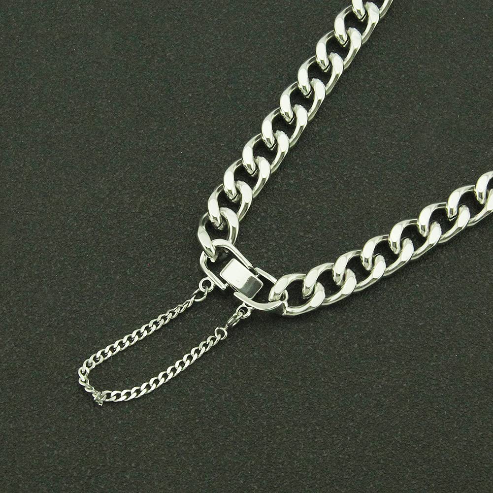 Rockyu Stainless Steel Bracelet with Silver and 18K Gold Plated Curb Stylish Thick 10mm Hip Hop Accessory Men's Chain, Bracelet, Chain, Wide,