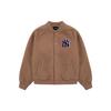 MLB New York Yankees Letter Logo Print Loose Long Sleeve Baseball Jacket Unisex Jackets Brown 3AJP16016-50BGD