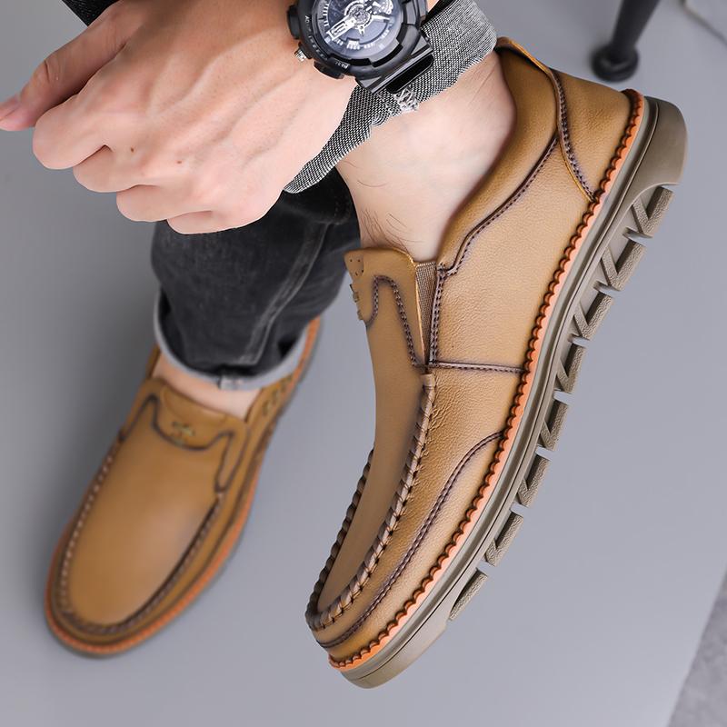 Fashion Stylish Mens Casual Leather Loafers Comfy Male Casual Shoes Handmade Moccasins Classic Walking Sneakers Outdoor Tooling Footwear
