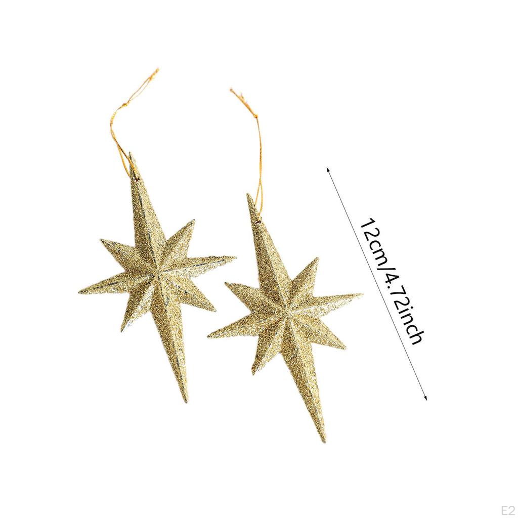 2 Pieces Christmas Glitter Star Pendants Hanging Ornaments Decor for Wedding