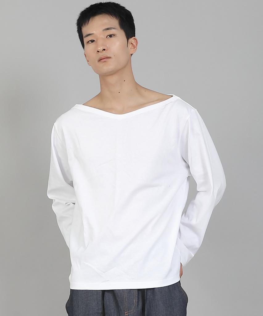 Seinteukeulu Plain Boat Neck 16S Cotton Long Sleeve T-Shirt Pbl-890 White