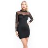 Feminine Sense Fashion Elegant Dress Women Sexy Mesh Sleeve Lace Stitching Mini Dress