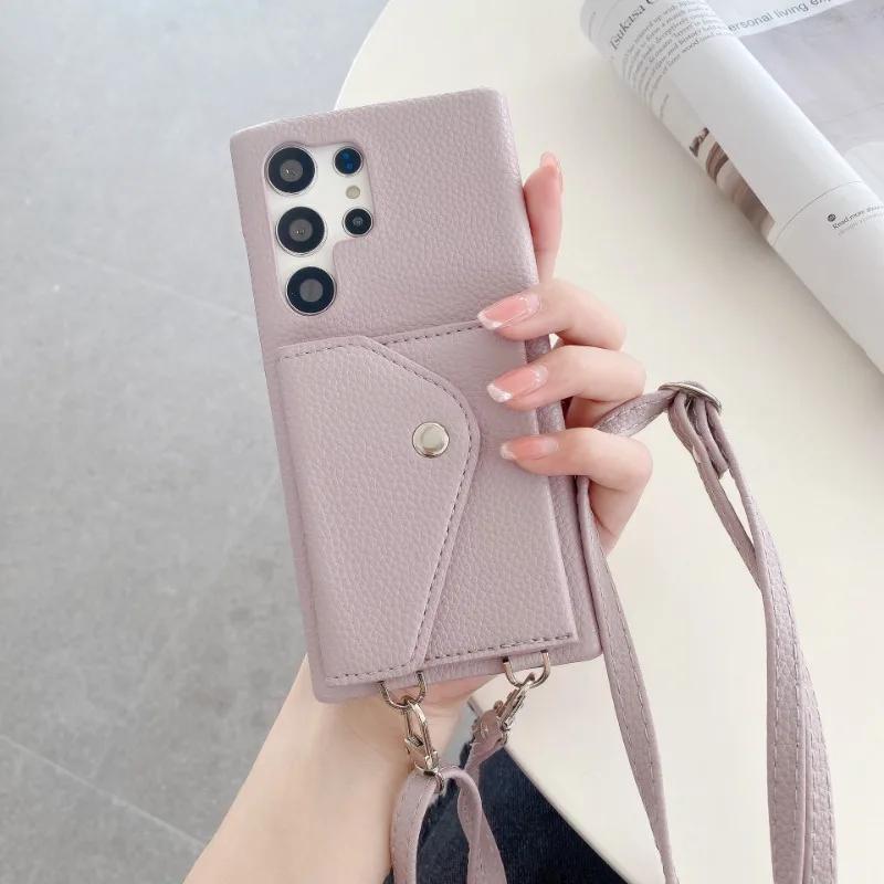 Crossbody Phone Case for Samsung Galaxy S23 S21 FE S25 S24 S22 Ultra Plus A56 A36 A26 A16 A06 A54 A15 A25 A35 A55 Leather Cover