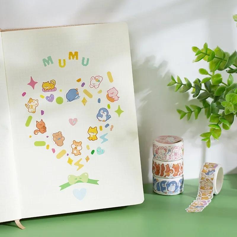 Animals Cartoon Washi Tape - Circle Stickers for DIY Diary & Scrapbooking