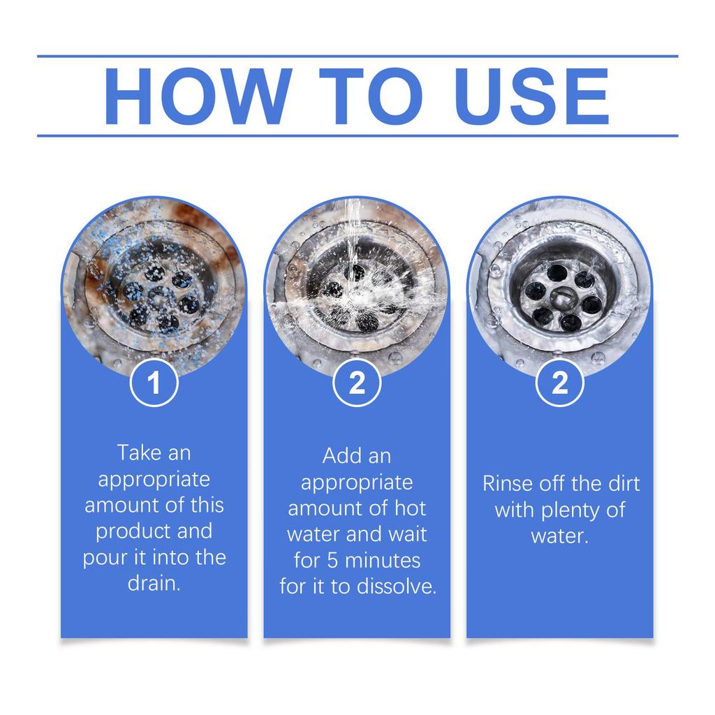 Pipe Unclogging Agent Sink Drain Kitchen Toilet Pipe Cleaning Dissolving Anti-Blocking Unclogging Powder