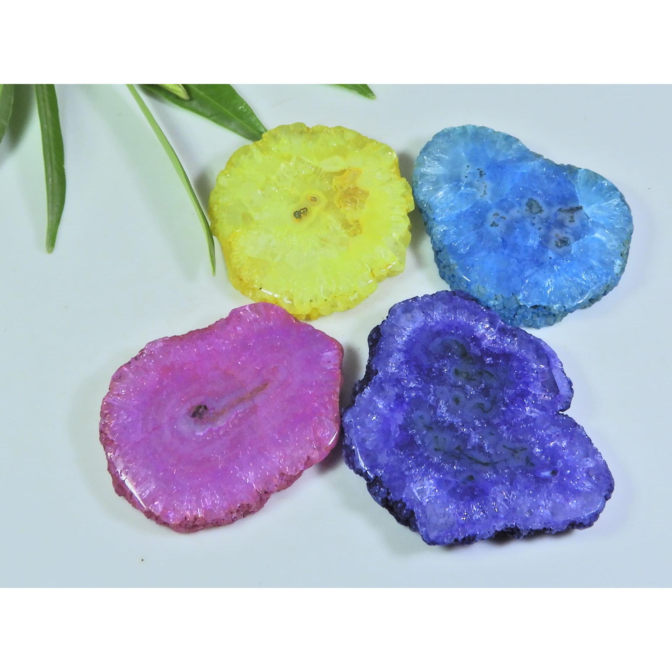 

314 Карат. Окрашенный солнечный друзовый агат 4 шт. Кристалл россыпью лот драгоценных камней 35X36-34X42 мм A-233