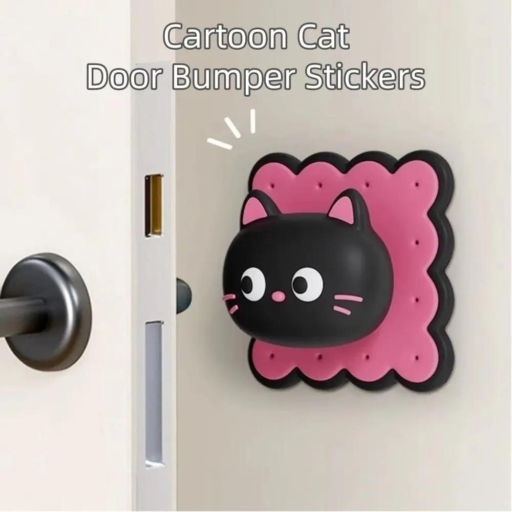 New Cartoon Cat Doll Door Bumper Stickers Anti-Trap Protection Durable Door Handle Mute Pad PVC Home Safety Device Home Use