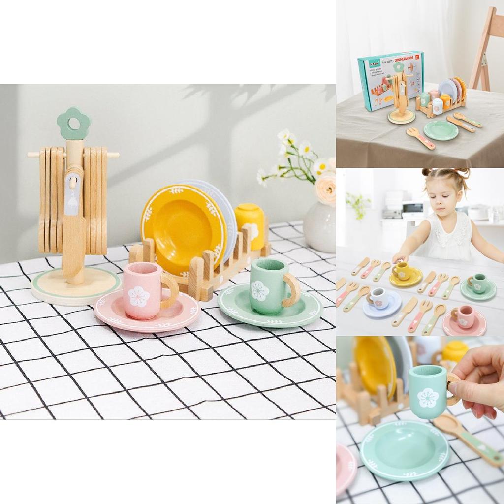 Colorful Wooden Play Kitchen Toy Set For Kids Interactive Pretend Play Gift Box