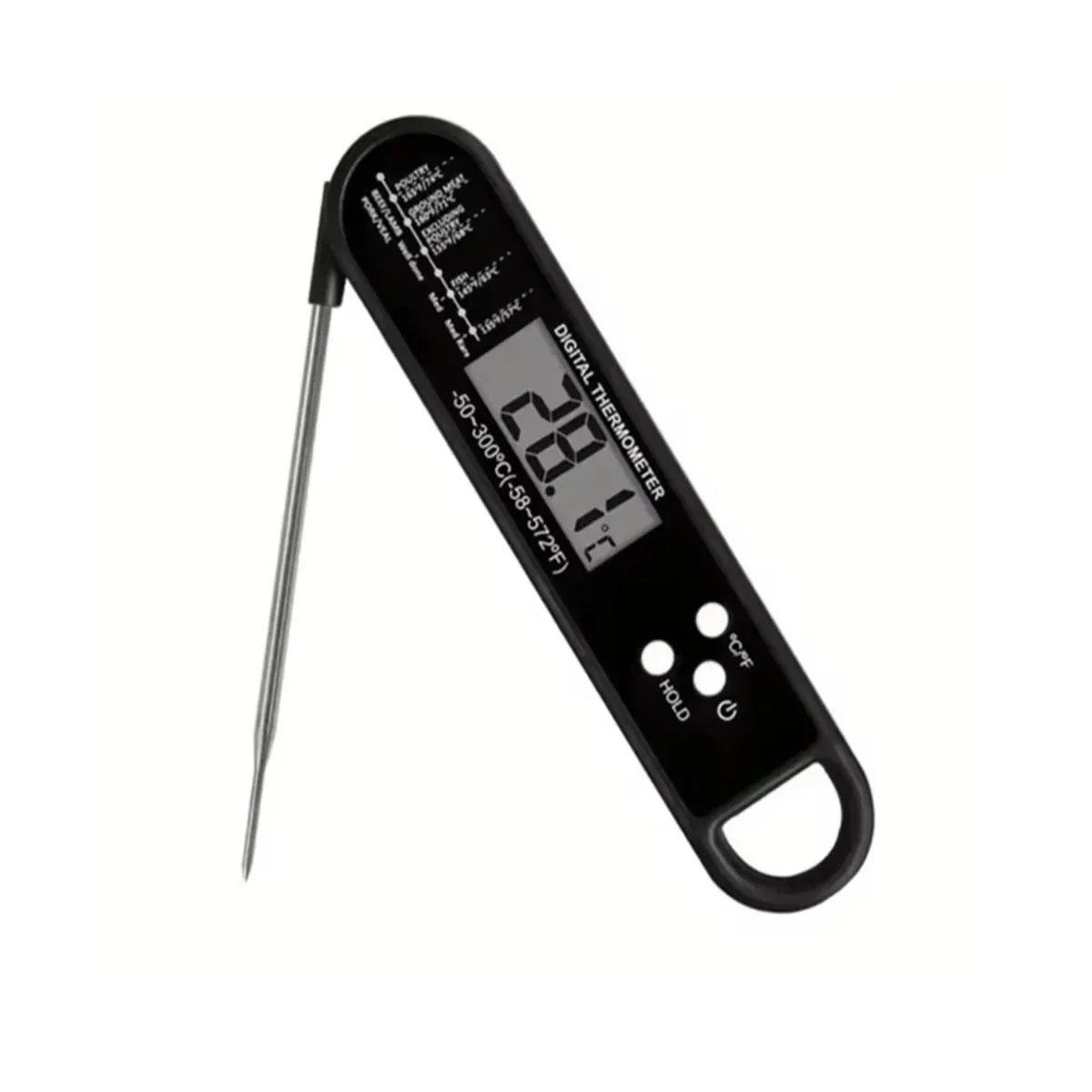 1 шт. - Складной пищевой термометр для барбекю, мяса, кухонный термометр, для выпечки, молока, воды чёрный