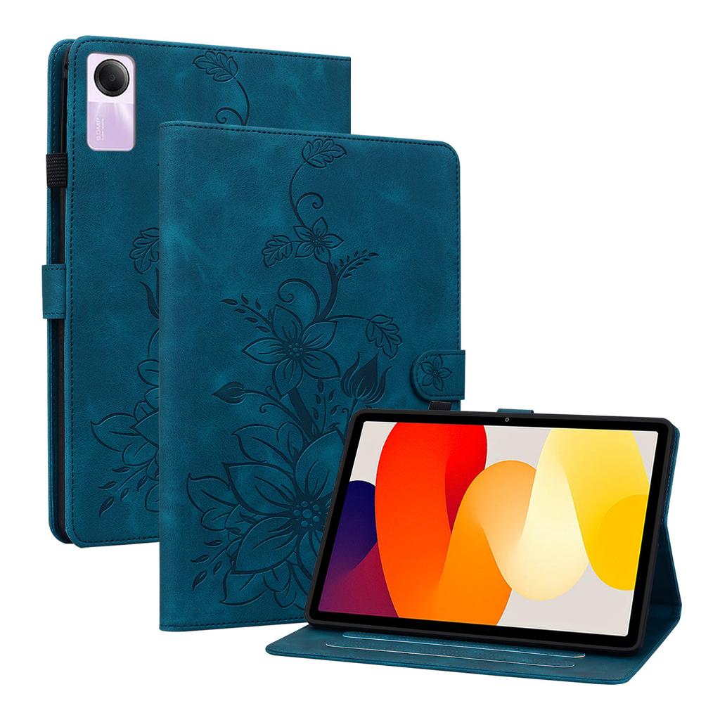 Für Xiaomi Redmi Pad SE (Modelle 23073RPBFG). Tablet-Hülle aus PU-Leder mit exquisitem floralem Prägedesign