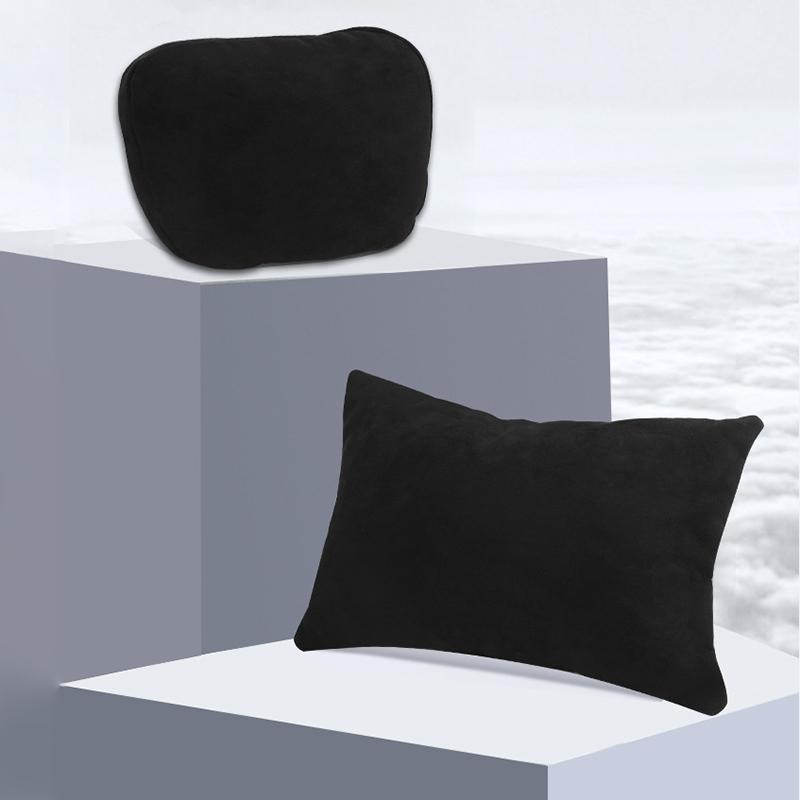 For Tesla Model 3 Y Flocking/Leather Car Seat Neck Pillow Soft Memory Neck Pillow Headrest Lumbar Support Car Universal