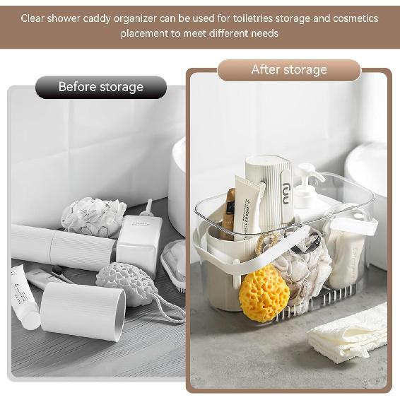 Portable Shower Caddy Basket, Plastic Storage Baskets with Handles Plastic Organizer Storage Tote Shower Caddy Bins Organizer Toiletry Bag Hollow