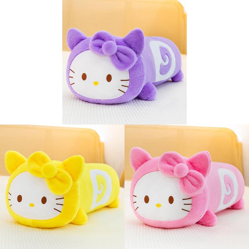 Swiss Roll Kt Cat Plush Pillow With Pp Cotton Filling For Kids And Adults
