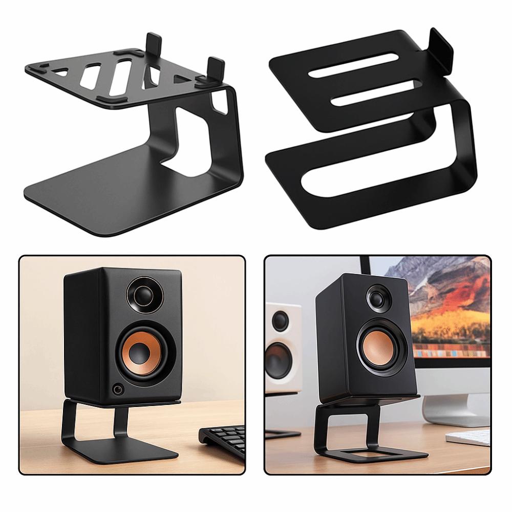 Metall Schreibtisch Lautsprecherständer Schwarze Farbe Langlebige Audio Erhöhung Lautsprecherständer Vibrationsisolierung Studio Monitorständer