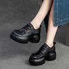 GKTINOO Retro Genuine Leather Thick Sole Pumps 2025 Spring New British Style Women's Round Toe Platform Shoes