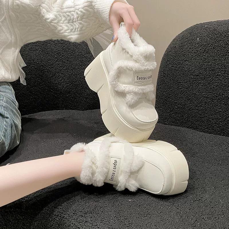 Platform Snow Boots For Women Fashion Designer Thicken Plush Cotton Shoes For Womens Winter Comfort Warm Ankle Boots Botas Botas