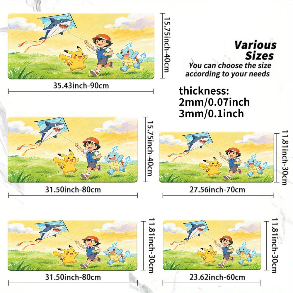 Pokemon Ash Pikachu Forest Adventure Gaming Desk Mat NonSlip Washable Mouse Pad 30x80x0.2cm