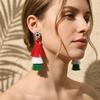 1 Pair Drop Earrings Sports-Themed Baseball Football Basketball Style Lightweight Soft Layered Tassels Red White Green Earrings Cheer Accessories