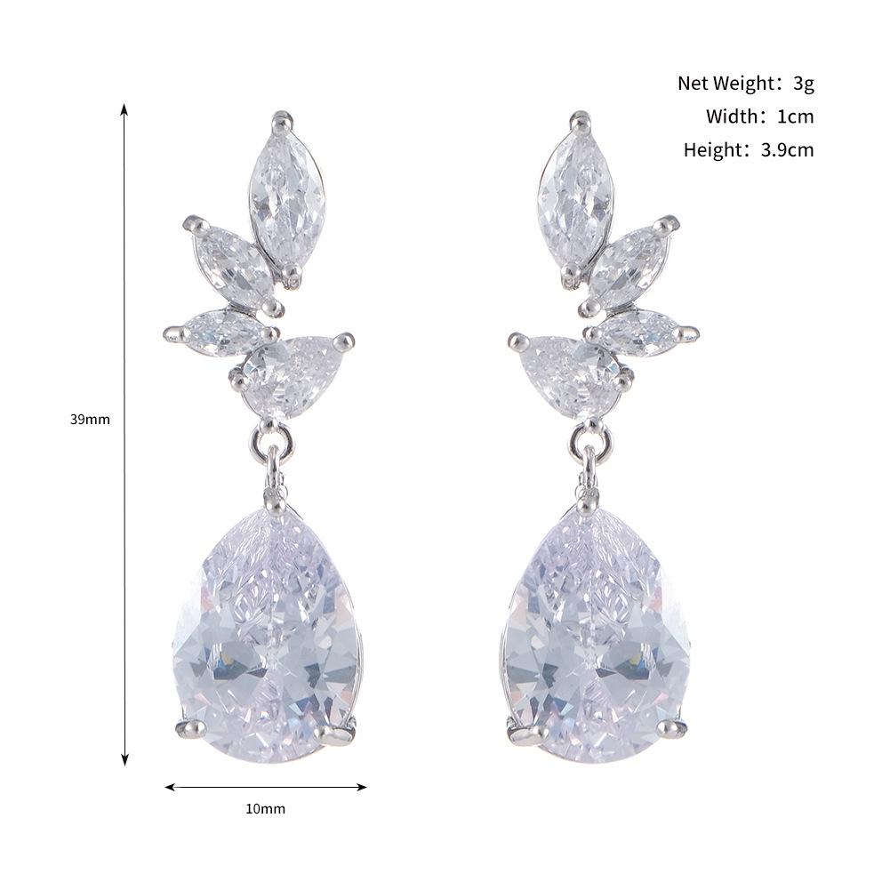 Elegant Zircon Water Drop Dangle Earrings - Bridal & Socialite Style