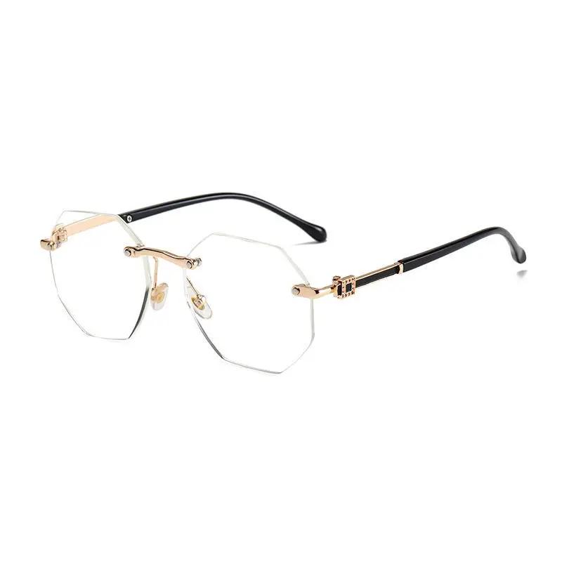 

Frameless Polygon Blocking Blue Light Men Presbyopic Eyeglasses High Quality Mens Reading Glasses Clear Lens Far Sight Eyewear 2.5