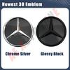 Tuhgj1 Car Sticker Chrome Silver OE Style Emblem Front Grille Star Emblems Logo For Mercedes Benz B W245 C W204 C300 C250 GLK X204 GLK3