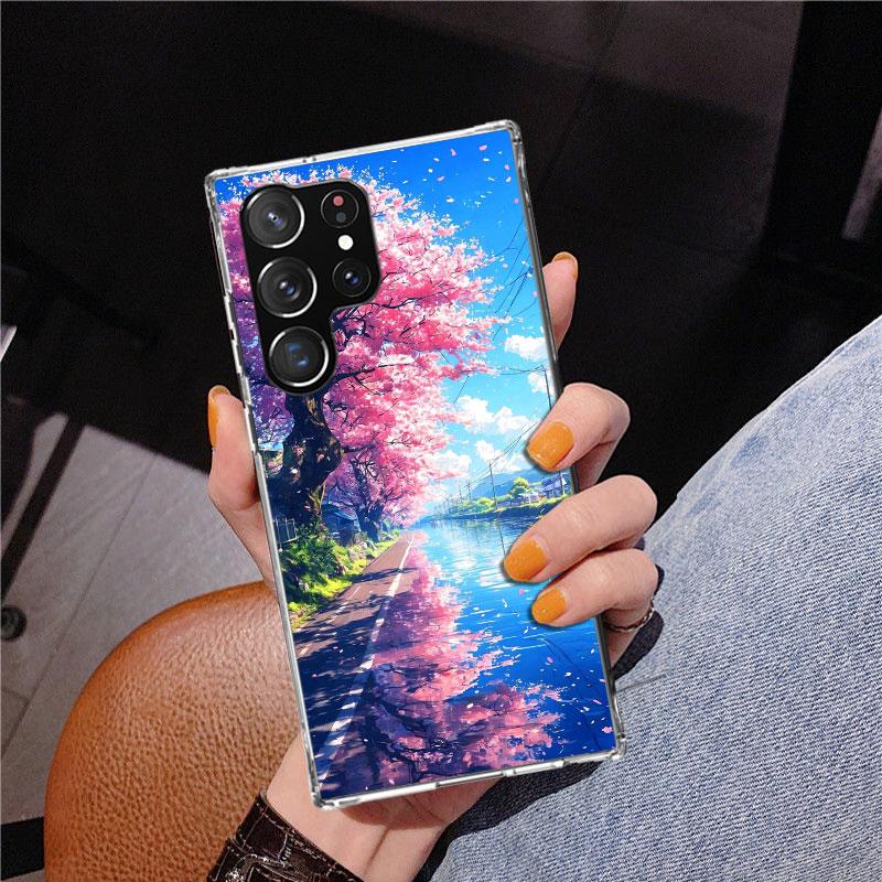 Japanese Cherry Mount Fuji Phnoe Case for Samsung Galaxy S26 S25 Edge S23 S24 Ultra S22 Plus S21 S20 FE Unique Cover Soft Coque