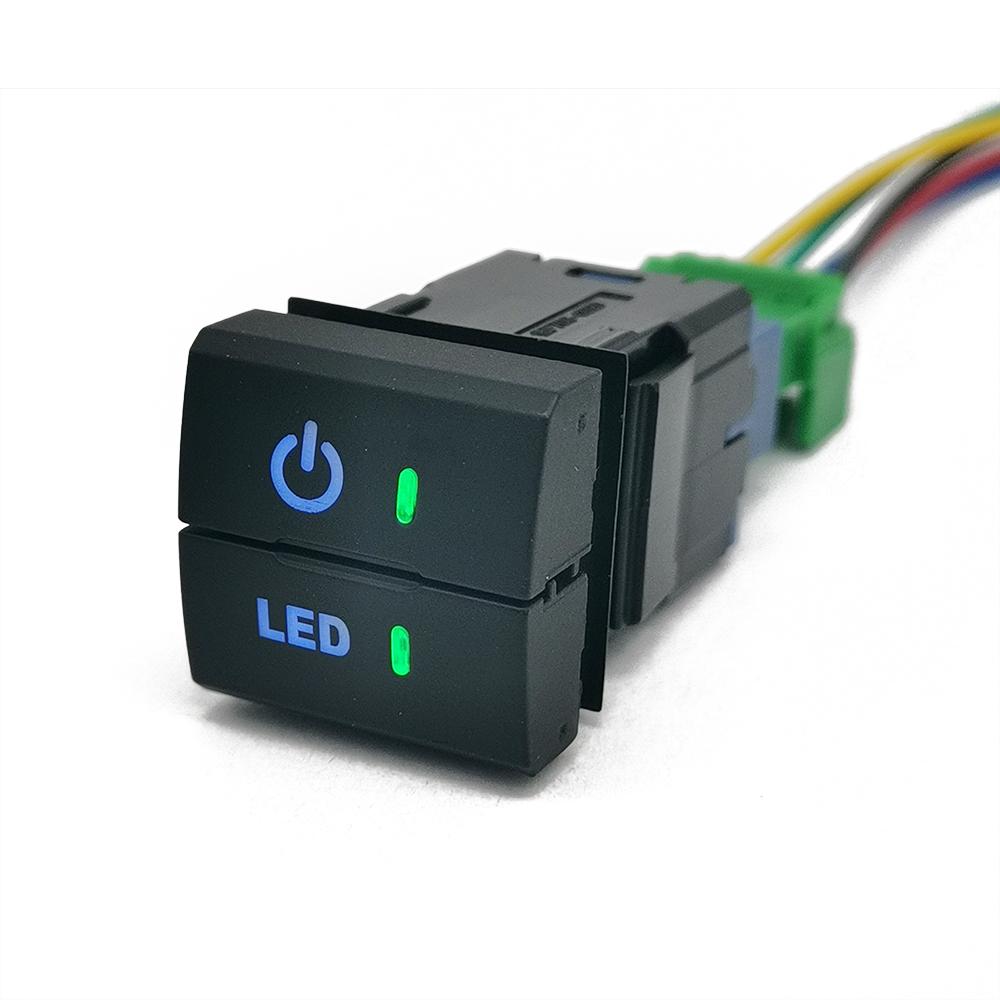 1PC Car Modified Dual Switch LED DRL Fog Light Spotlight Radar Switch Button with Wire for Toyota Prado Senna LC300 Accessories