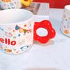 Birthday Souvenir Gift Cute Cartoon Mug Ceramic Cup Flower Handle