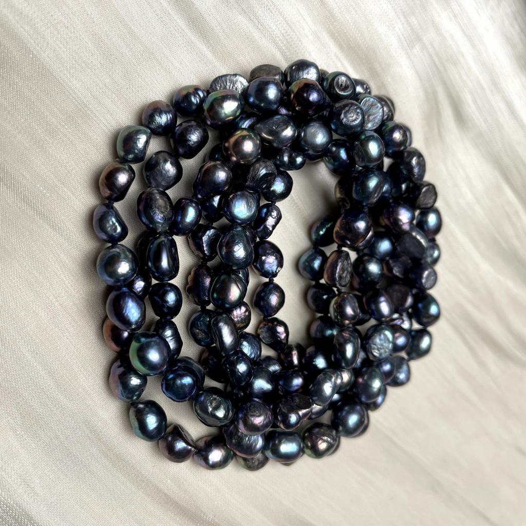 Perlenkette zum Muttertag, unregelmäßige schwarze Perle, 9–10 mm, tolles Geschenk für Mutter und Tochter