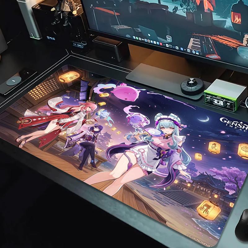 Genshin Impact Poster Farbe Mauspads Großes Gaming-Tischkissen Rutschfestes Laptop-Tablet Großes Mauspads XXL Matte Mini-PC-Spielmatte Mit Verriegeltem Rand