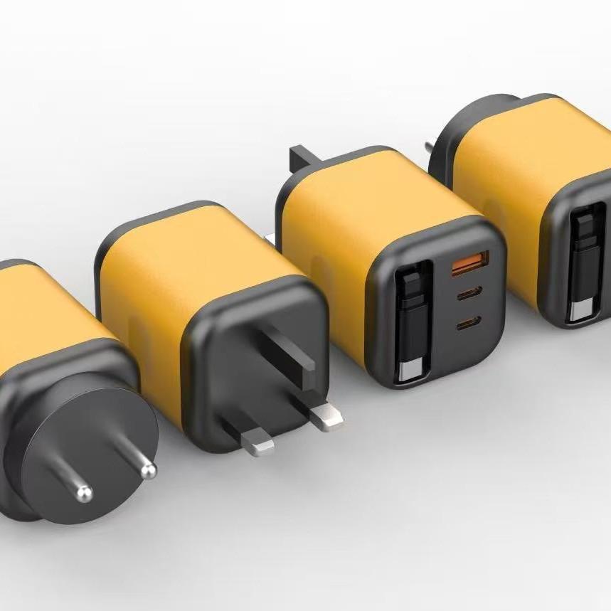 PD 40W Fast Charging Retractable Charger: Gallium Nitride, Dual A+C Port, Multifunction, Visible Charge Indicator.
