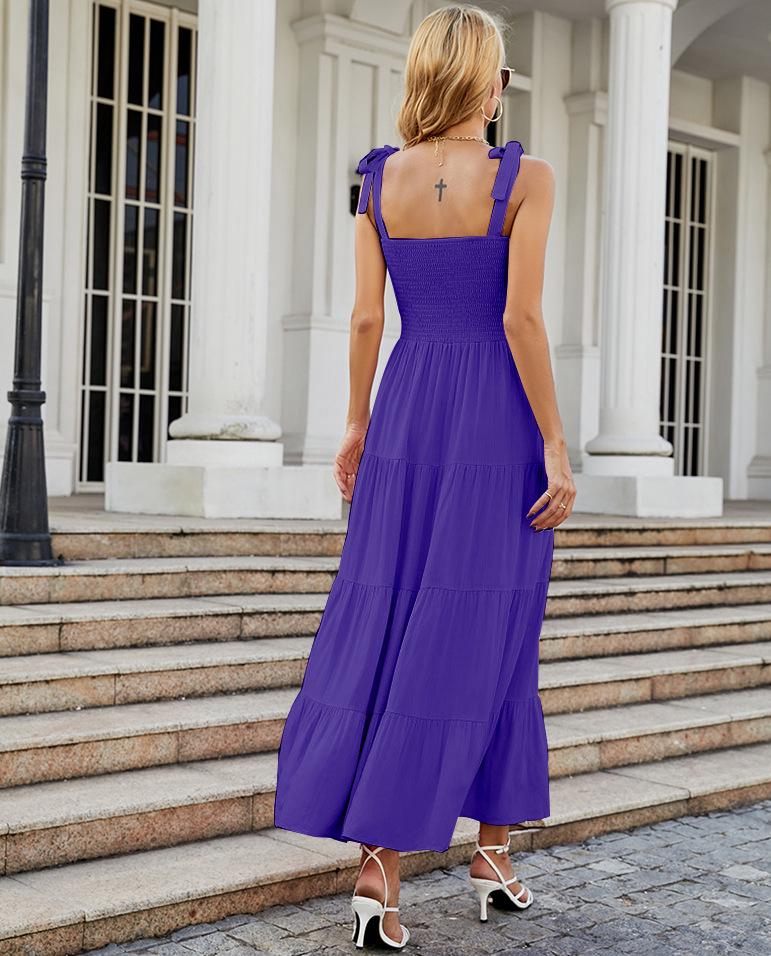 2024 Prázdninový styl Špagetová ramínka Bez zad Potisk Šaty pro ženy