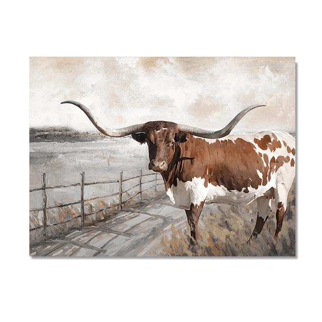

Северные животные корова ферма картины настенное искусство постер печать на холсте современный декор картина для гостиной украшение дома безрамное 21*30cm