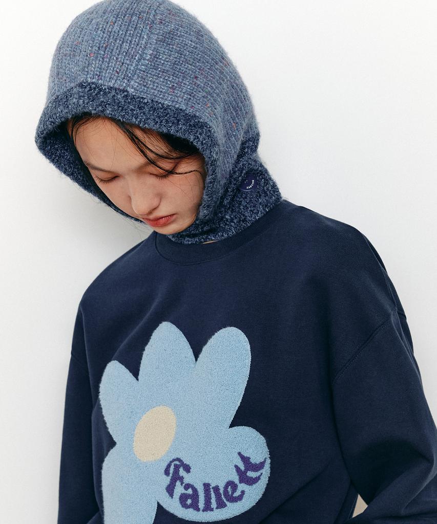 FALLETT Knit Button Balaclava Blue