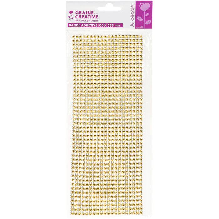 Plaque de strass adhésive 10 x 25 cm Doré