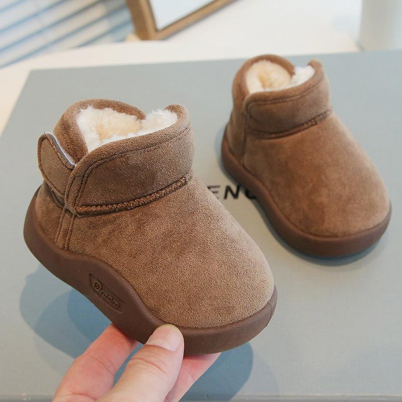 

Winter Baby Girl Shoes Toddler Snow Boots Children Infant Plush Warm Kids Short Boots Boys Cotton Shoes Size 15-24 21 коричневий
