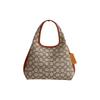 Lana 23 Classic Magnetic Snap Open Compartment Jacquard And Leather Tote Bag Women Handbags Brown CM550-B4TA7