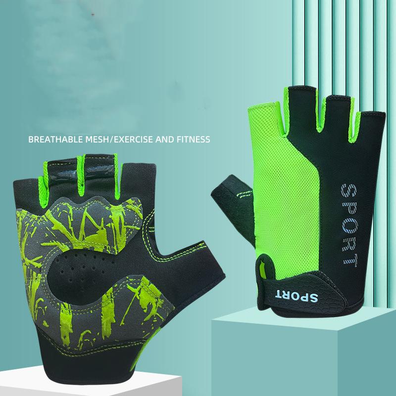 2026 Custom Logo Workout Gym Gloves Half Finger Workout Gym Fitness Weight Lifting Gloves Men and Women M зелёный